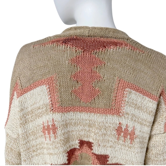 Lauren Ralph Lauren Southwest Pattern Cotton Blend Open Front Cardigan Size M - Picture 5 of 7